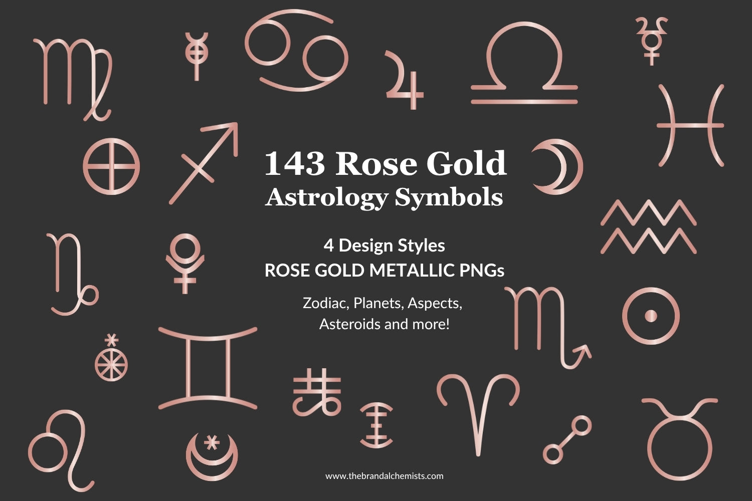 Astrology Design Elements - Metallic Rose Gold
