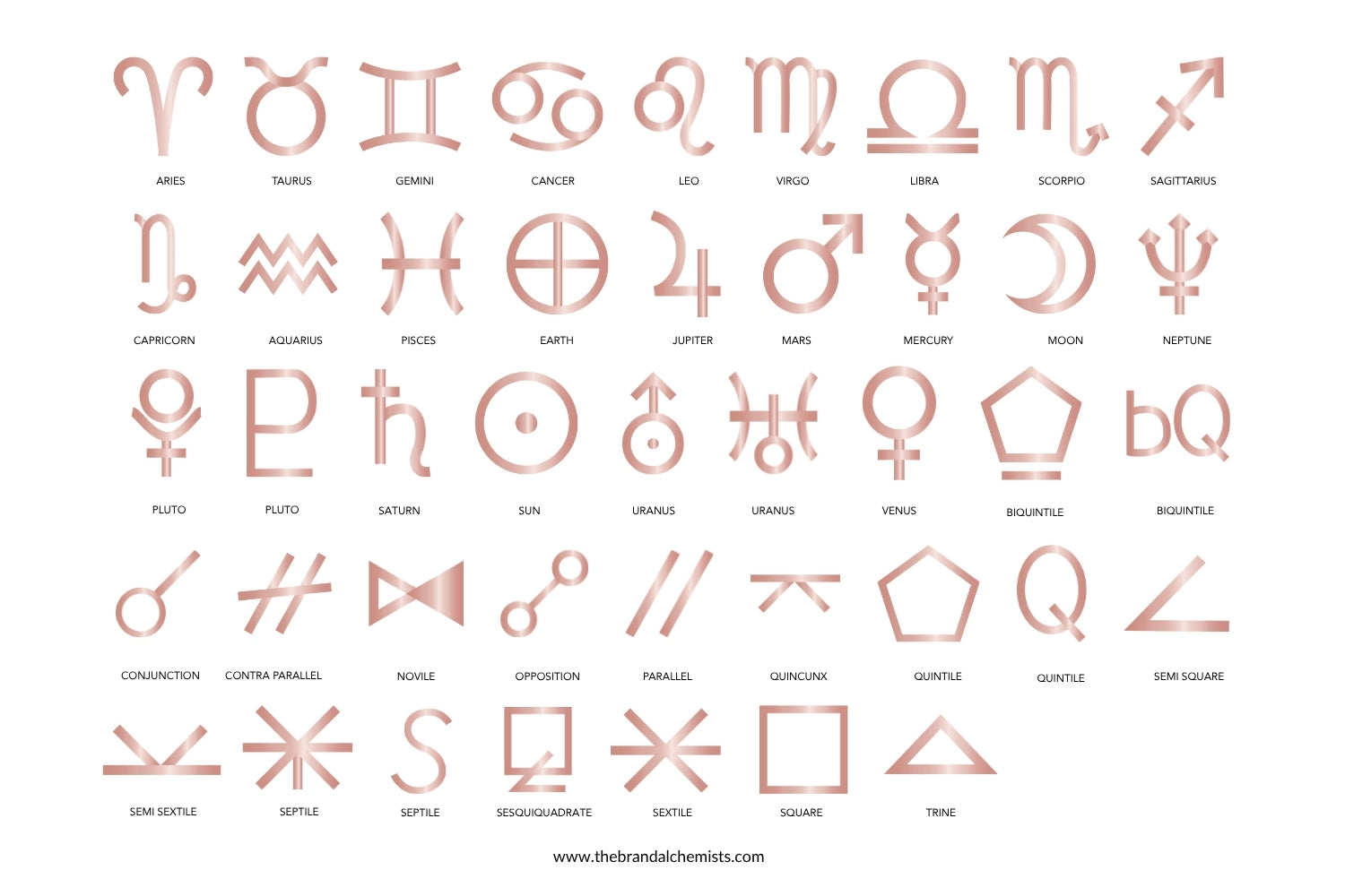 Astrology Design Elements - Metallic Rose Gold