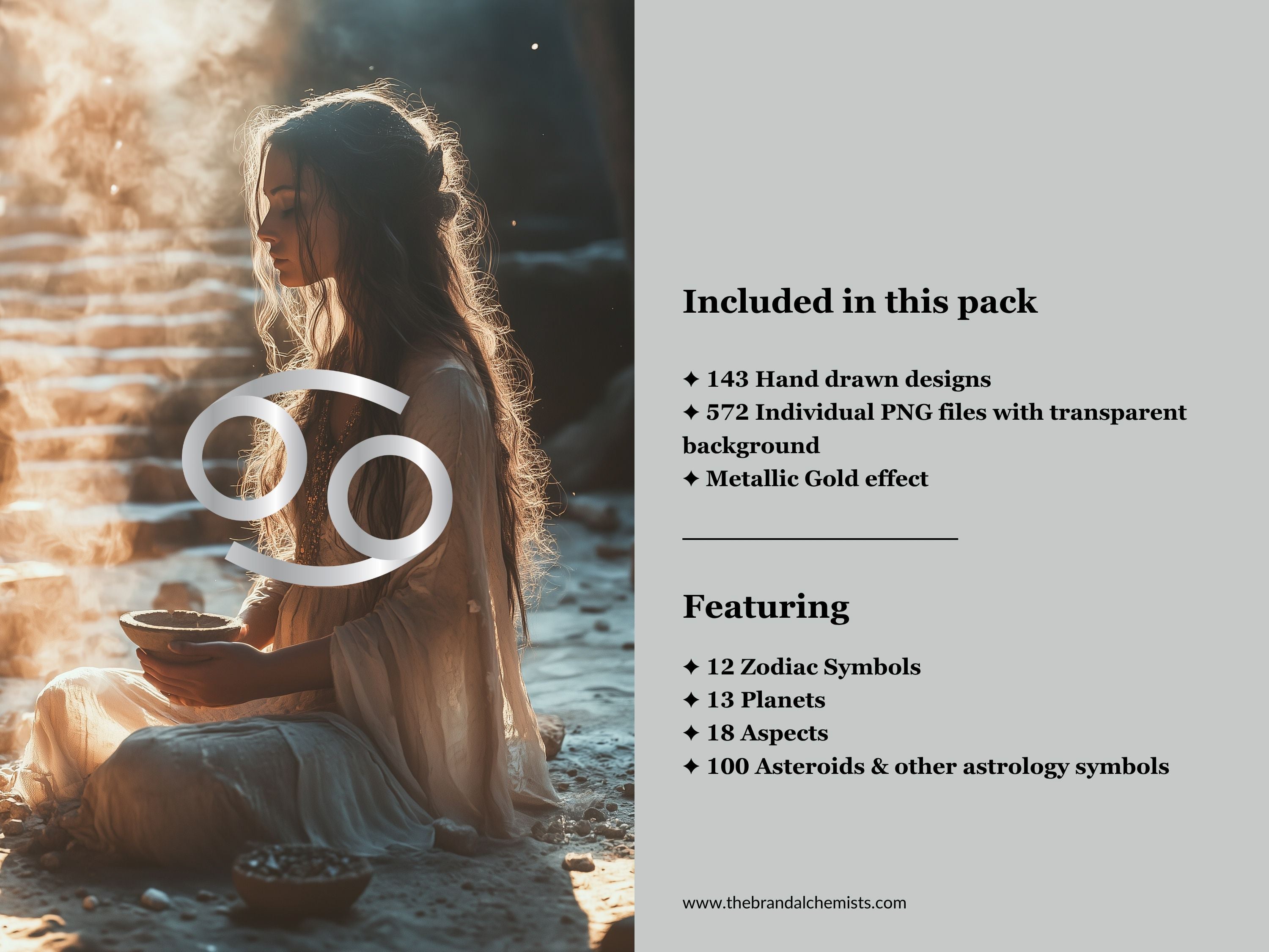 Astrology Design Elements - Metallic Silver