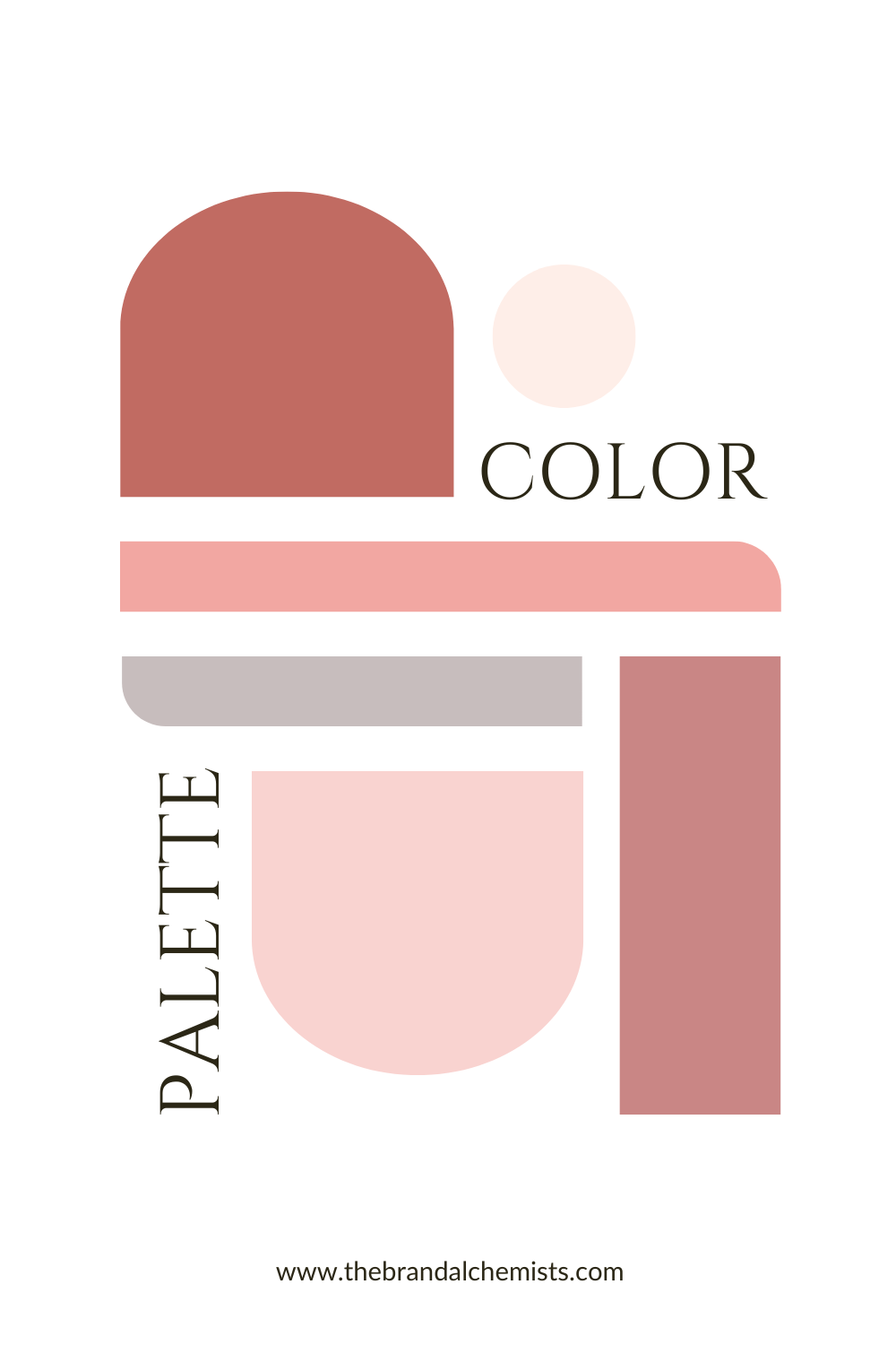 Geometric color blocks showcasing the Beautiful Blush palette in an abstract layout, featuring soft red, pink, taupe, and coral tones.