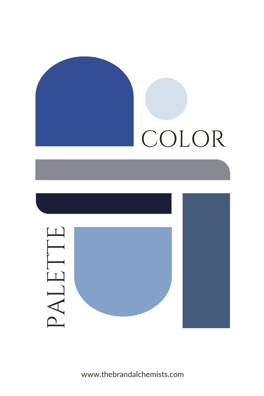 Stylised graphic layout using Calm Sapphire color blocks in various shapes, ideal for visual branding and design mood boards.