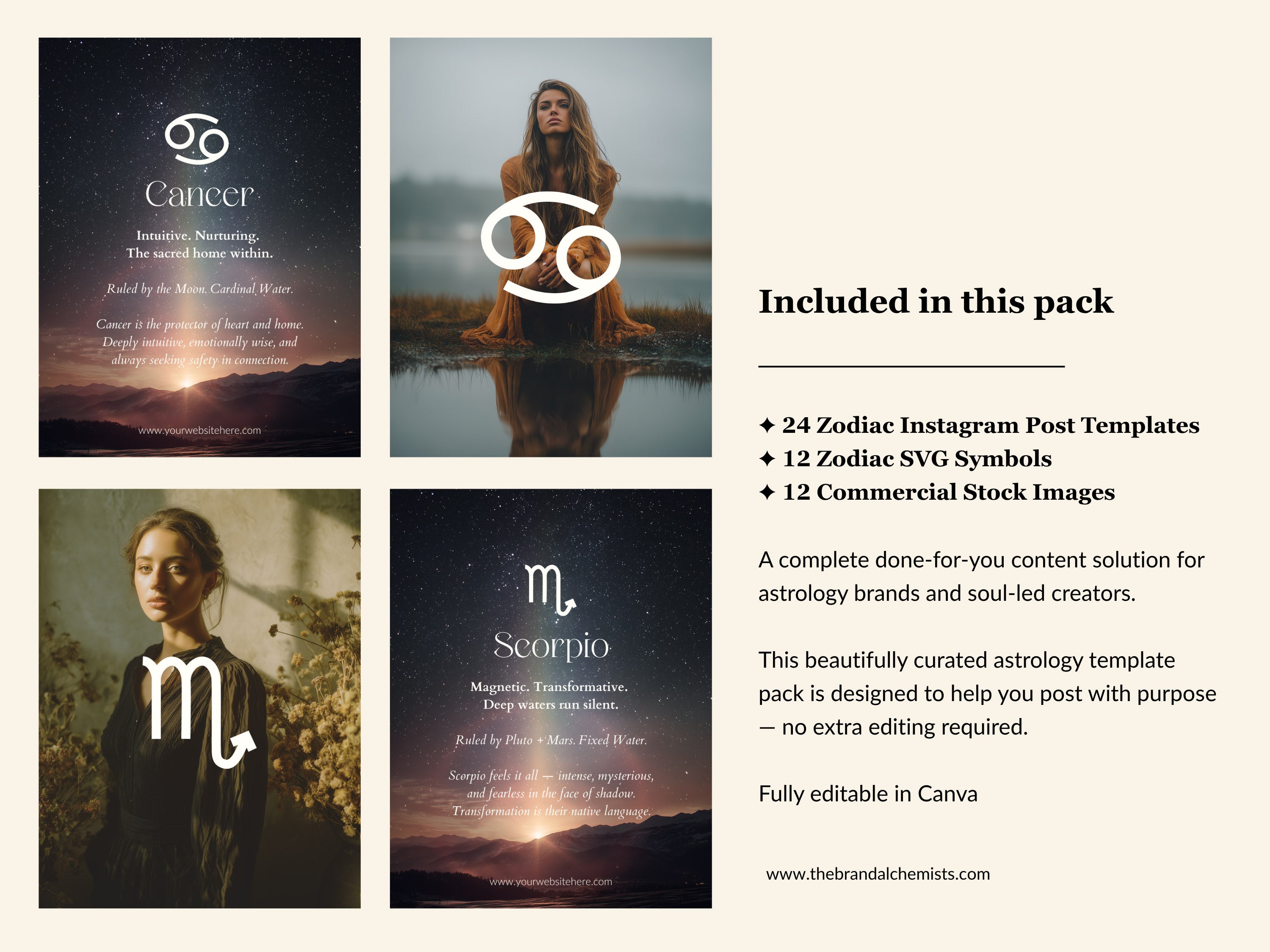 Cosmic Archetypes Zodiac Instagram Templates