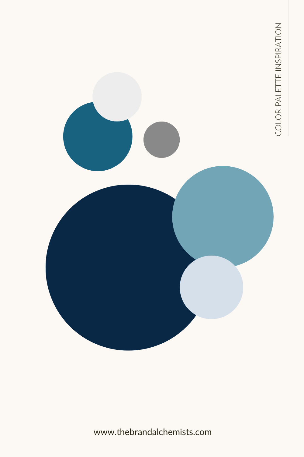 Abstract color palette design with overlapping circles in deep navy, cool grey, ocean blue, and icy tones from the High Seas palette.