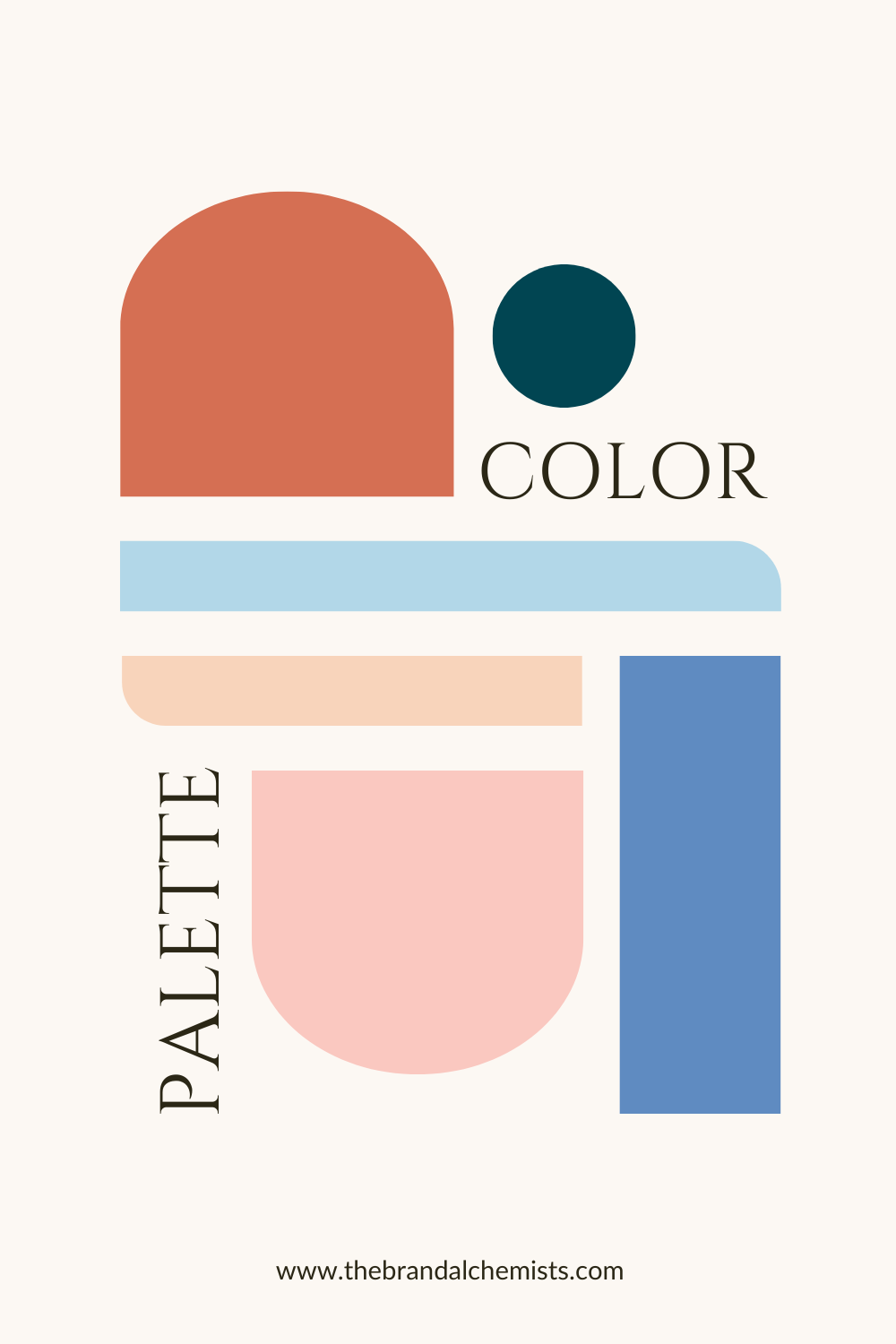 Modern layout design showcasing Joyful Boho colors in organic shapes and geometric blocks with soft pastel tones and bold accents.