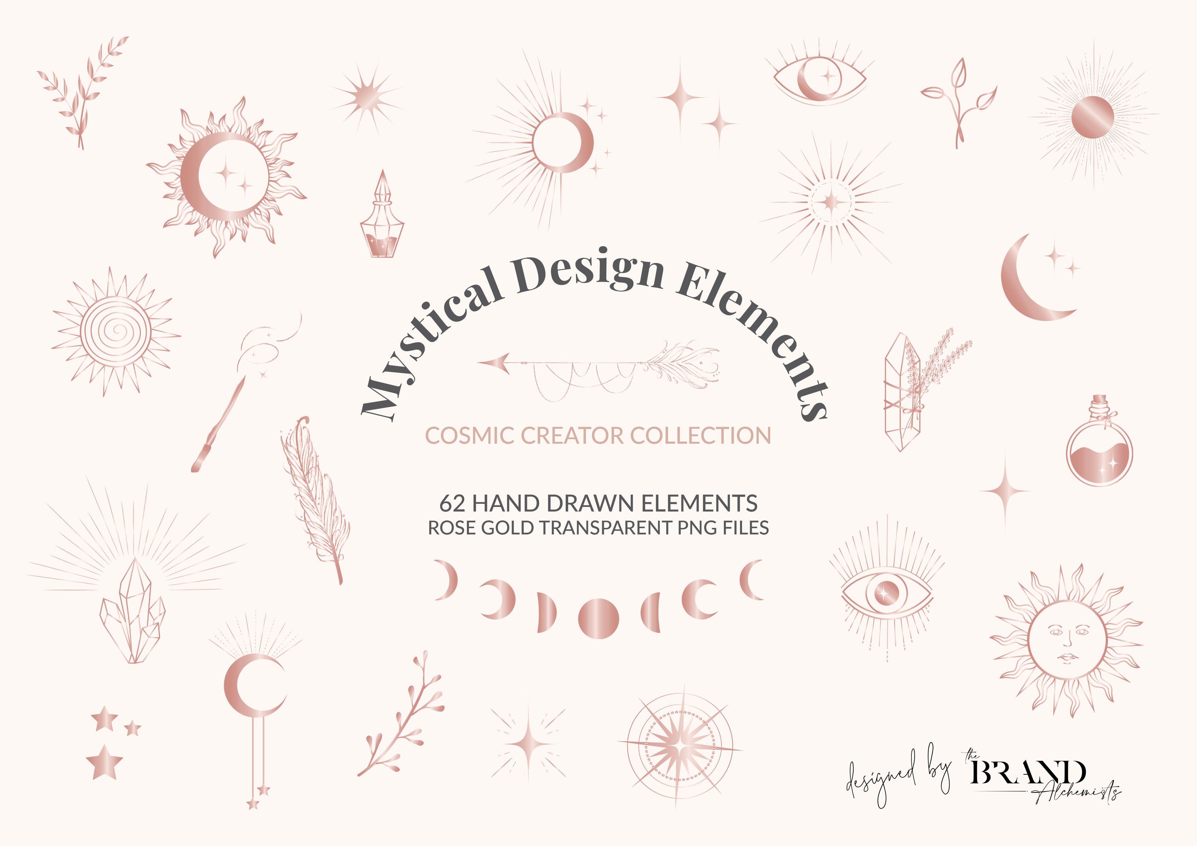 Mystical Design Elements - Metallic Rose Gold