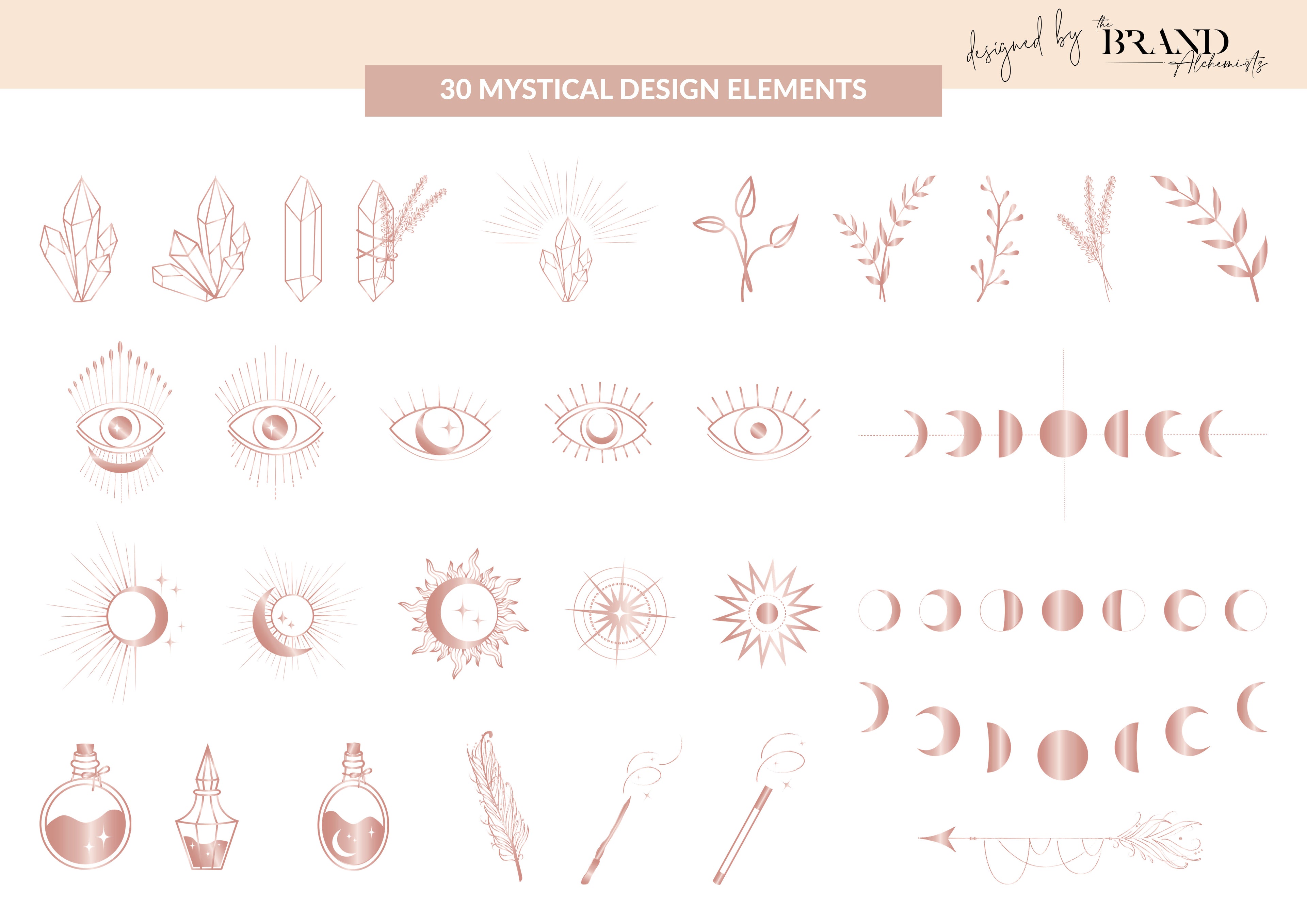 Mystical Design Elements - Metallic Rose Gold