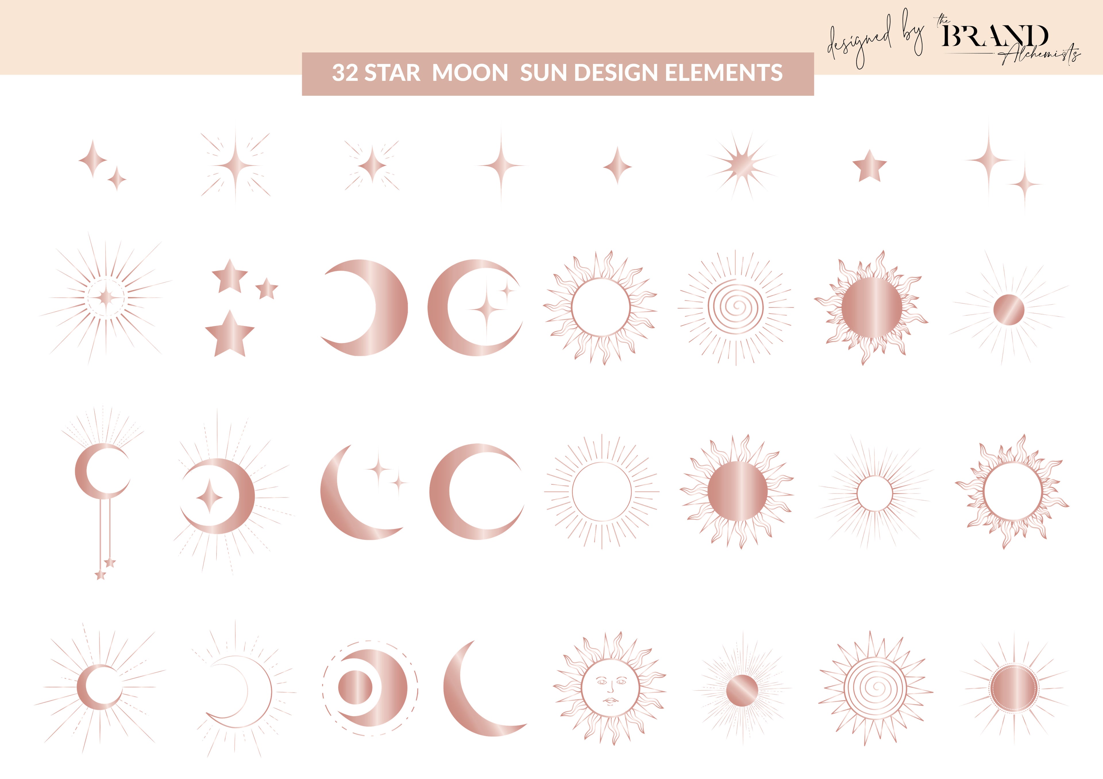 Mystical Design Elements - Metallic Rose Gold