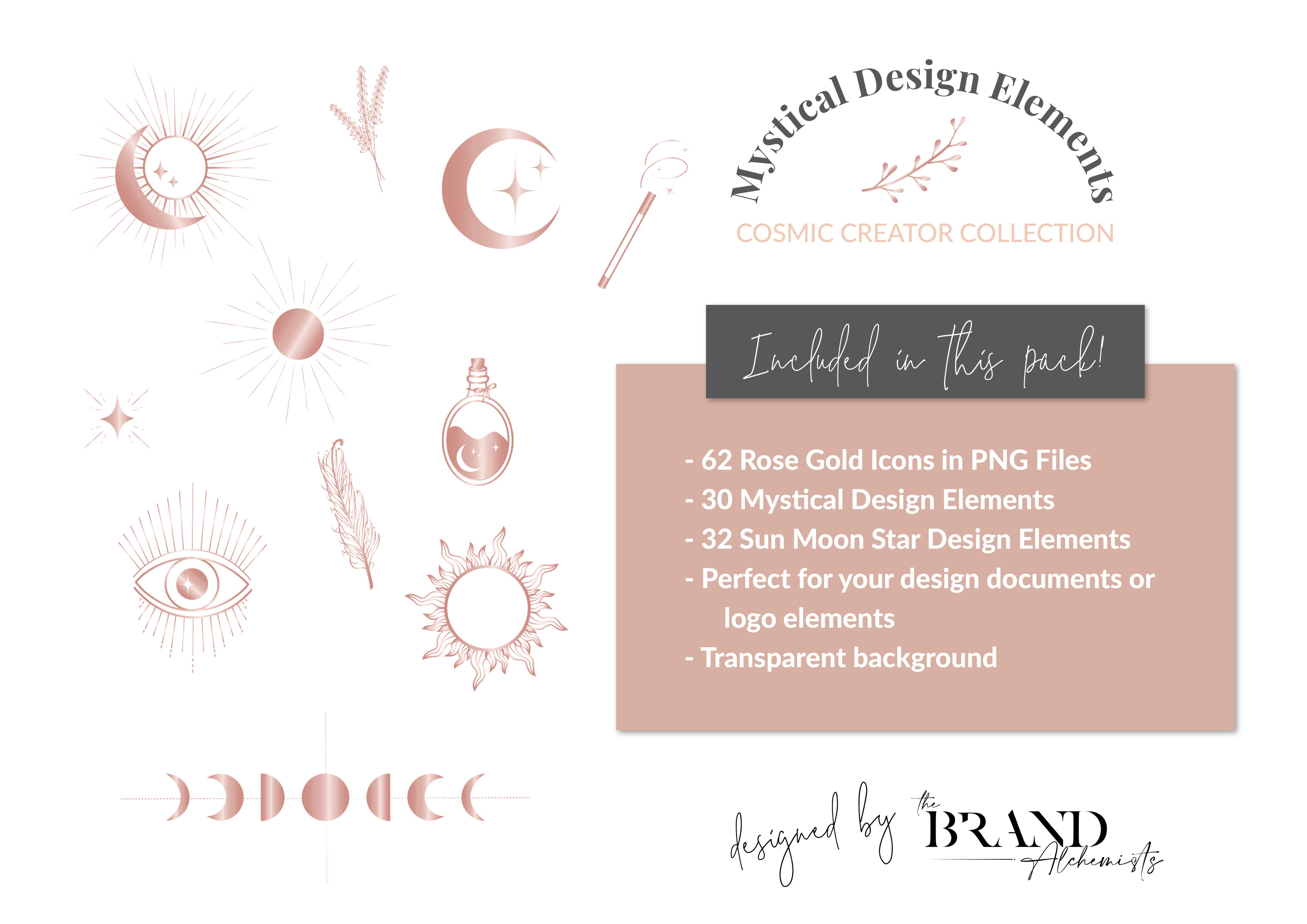 Mystical Design Elements - Metallic Rose Gold