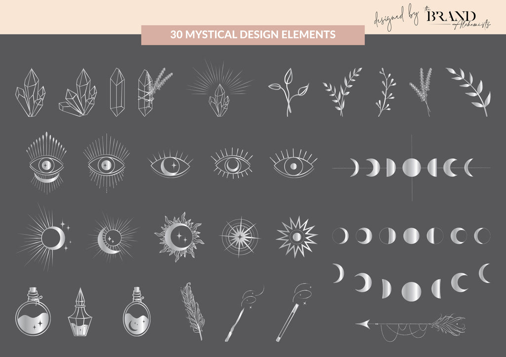 Mystical Design Elements - Metallic Silver