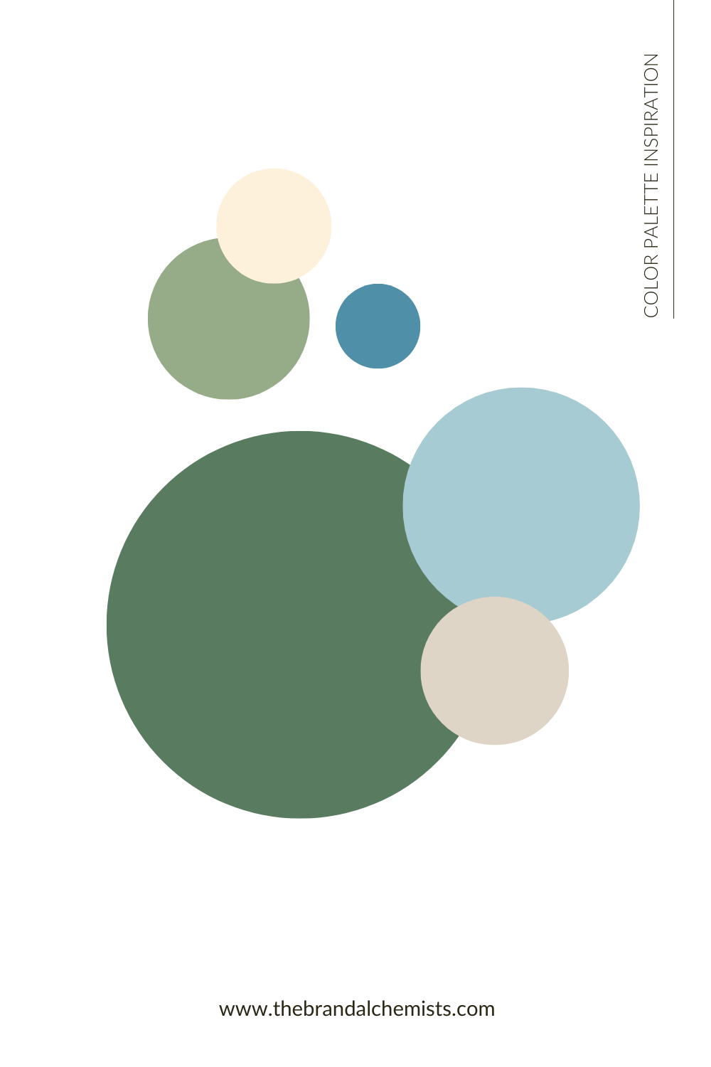 Minimalist circle layout showing the Serene Nature color palette — a soft blend of muted greens, blues, and neutral tones.