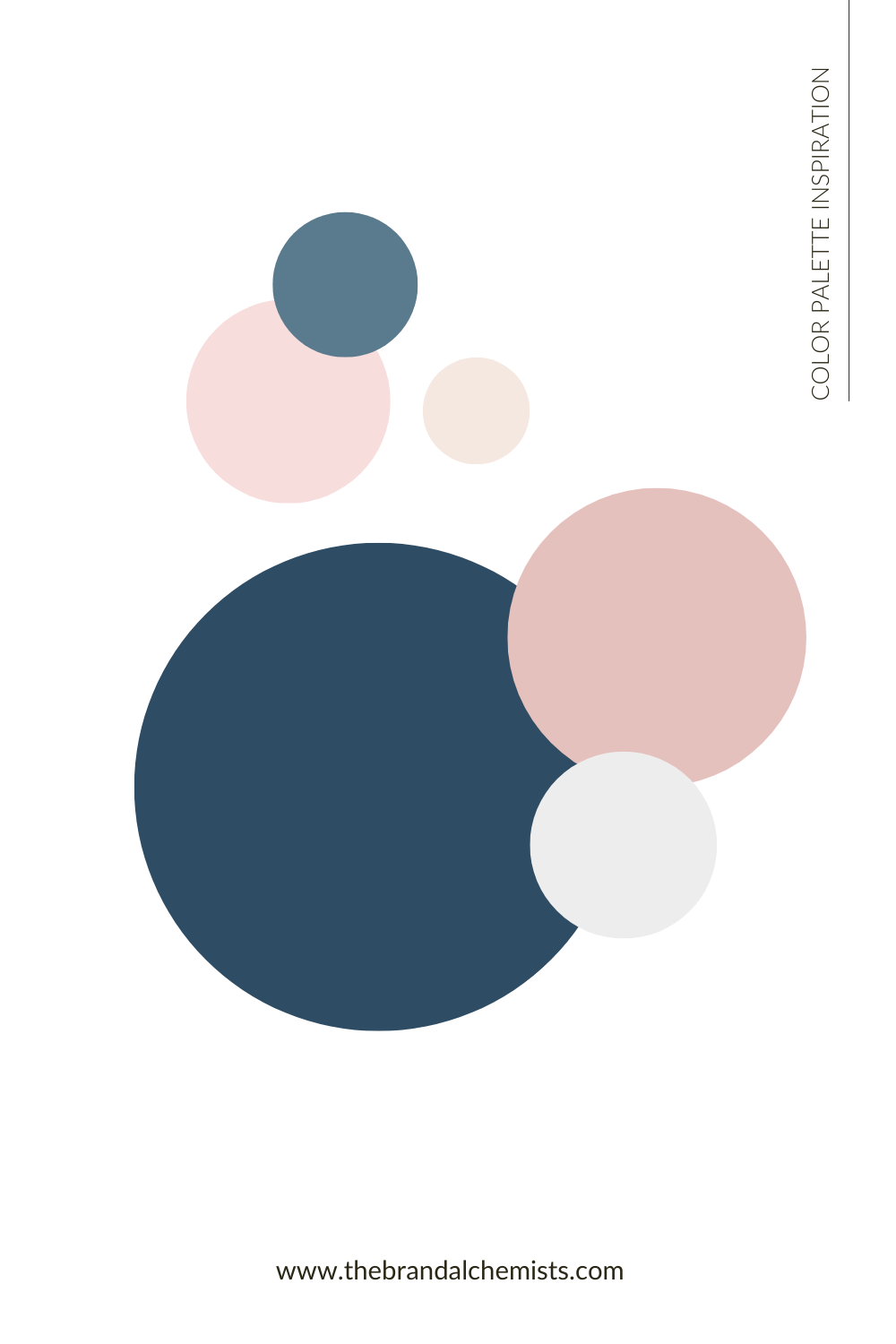 Minimalist abstract color composition with large and small circles in blush, blue, and neutral tones from the Sunset Lovers palette.